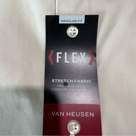 Van Heusen Mens Shirt XL 17 1/2 32-33 Cream Flex Collar Button Down Regular Fit - Picture 3 of 4
